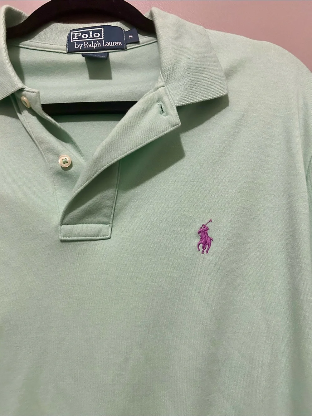 Ralph Lauren Green Polo with Purple Pony Embroidery